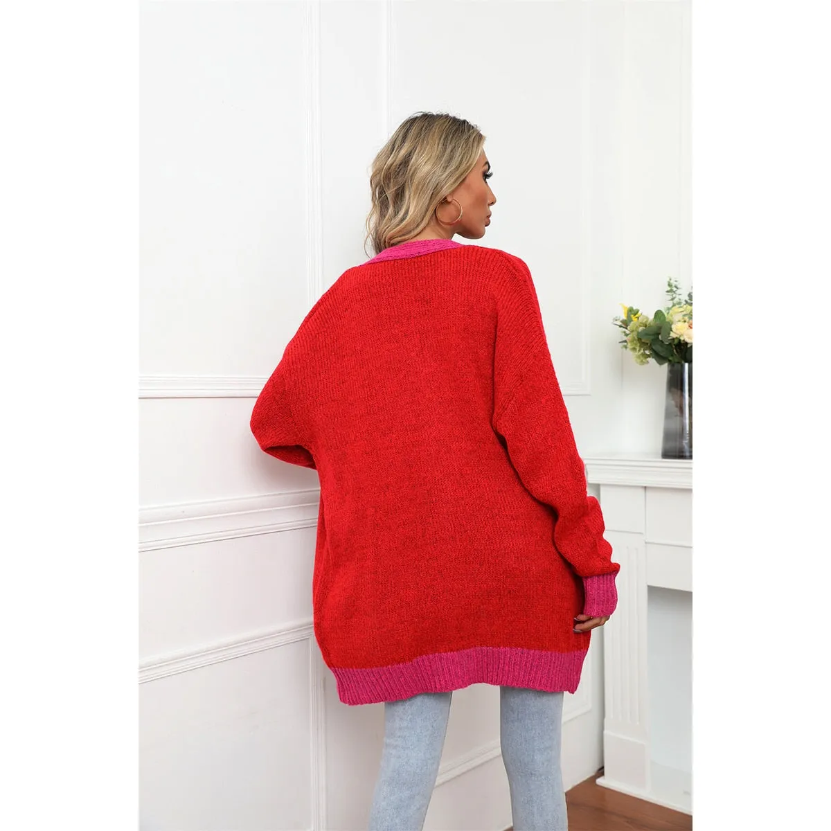 Patchwork Knitwear Buttons Sweater