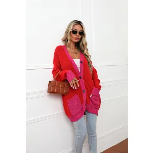 Patchwork Knitwear Buttons Sweater