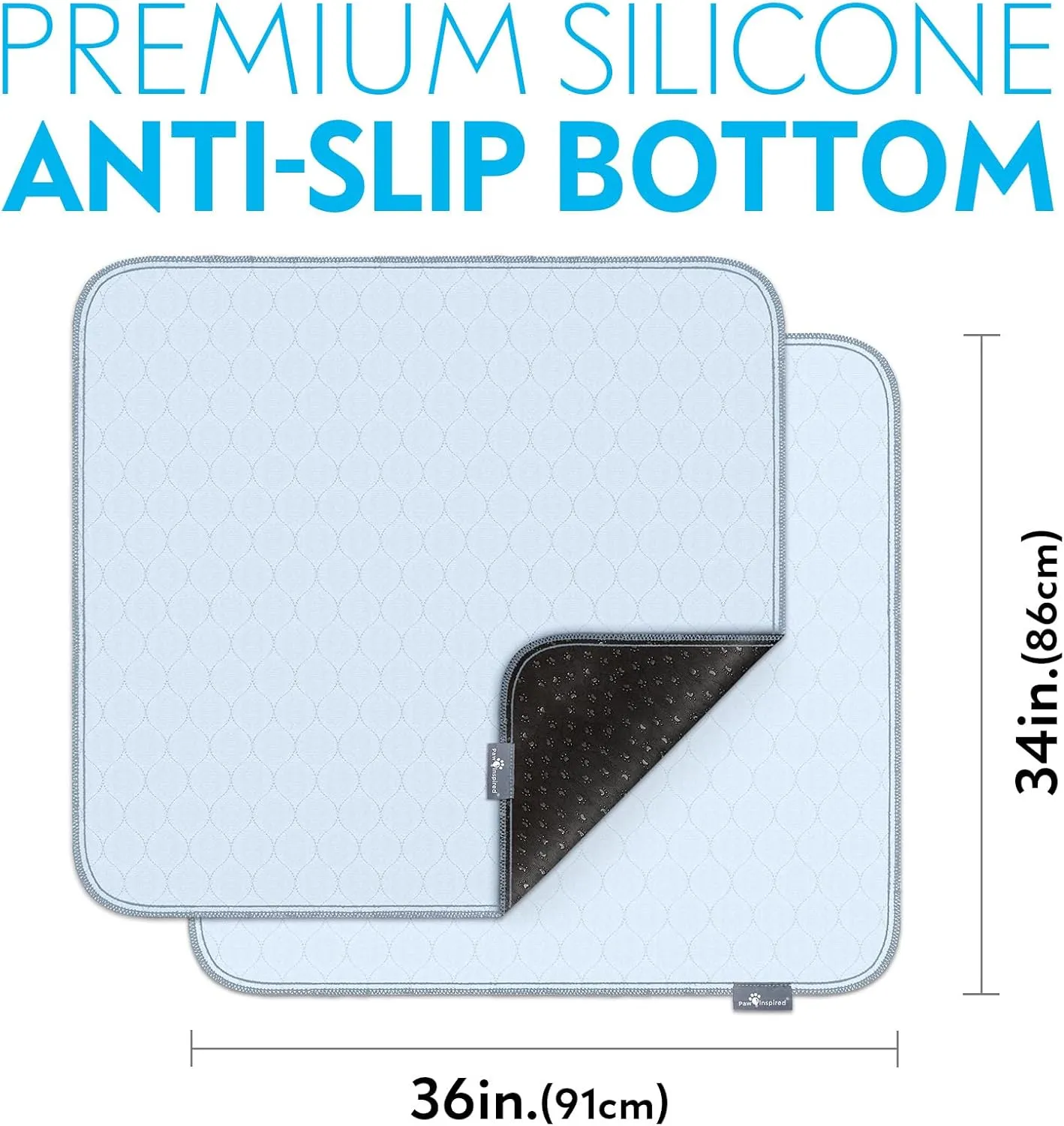 Paw Inspired Washable Pee Pads for Dogs (2 Pack) | Leakproof, Non-Slip Reusable Puppy Pads for Potty Training, Whelping, Waterproof Mat (34x36 Size, Pack of 2)