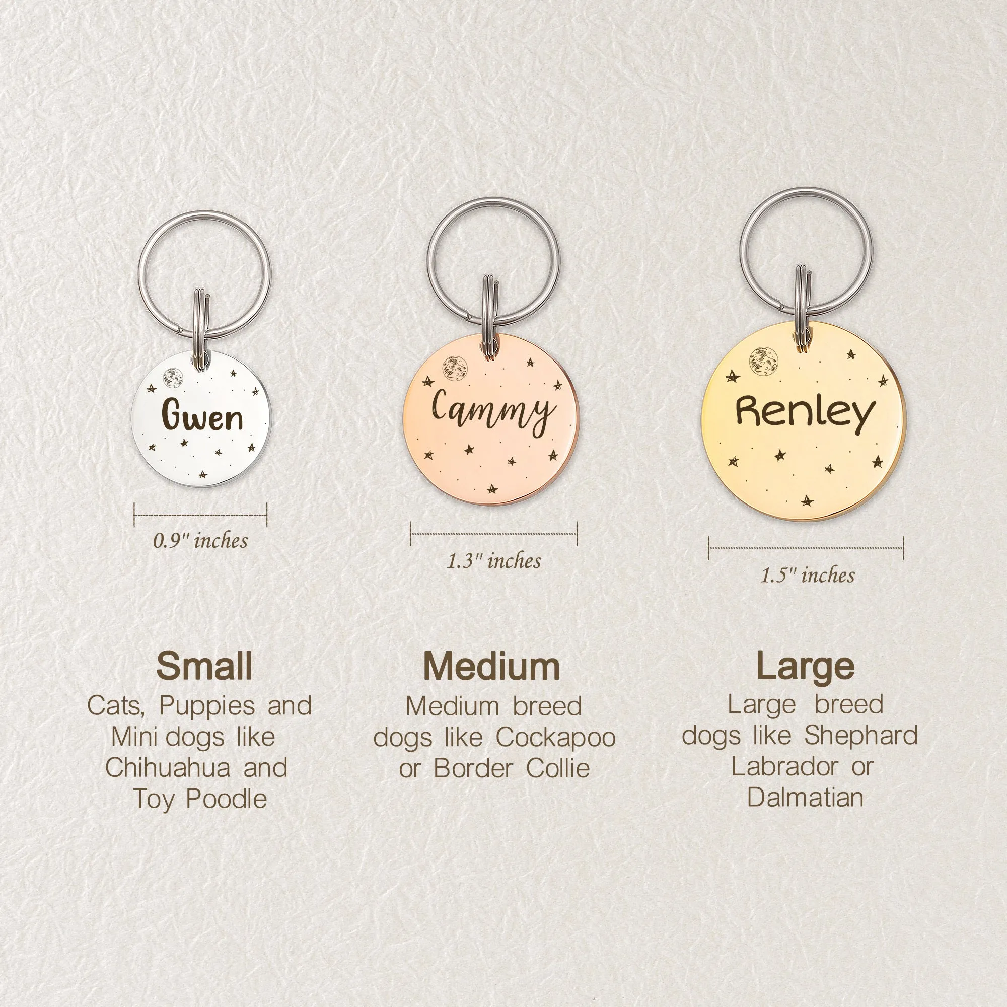 Personalize Space Round Shaped Pet ID Dog Tag for Cat or Dog
