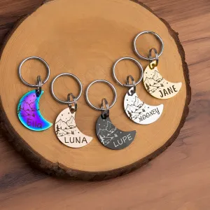 Personalized Mountain Starry Sky Moon Shaped Pet ID Dog Tag for Cat or Dog