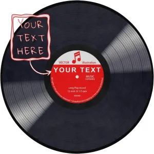 Personalized Music Record Black Round Area Rug Custom Text Name Doormat Non-Slip Floor Mat DIY Text Round Area Rug Carpet for Bedroom Living Room Study Playing Carpet,3 ft