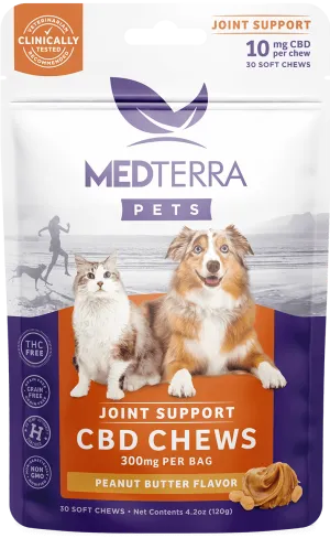 Pet CBD Joint Support Chews, Peanut Butter, 300mg, 30ct