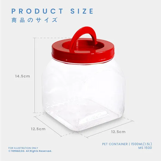 PET CONTAINER (08-1500ML)WITH HANDLE 72PC/PKT (MS1500-72)