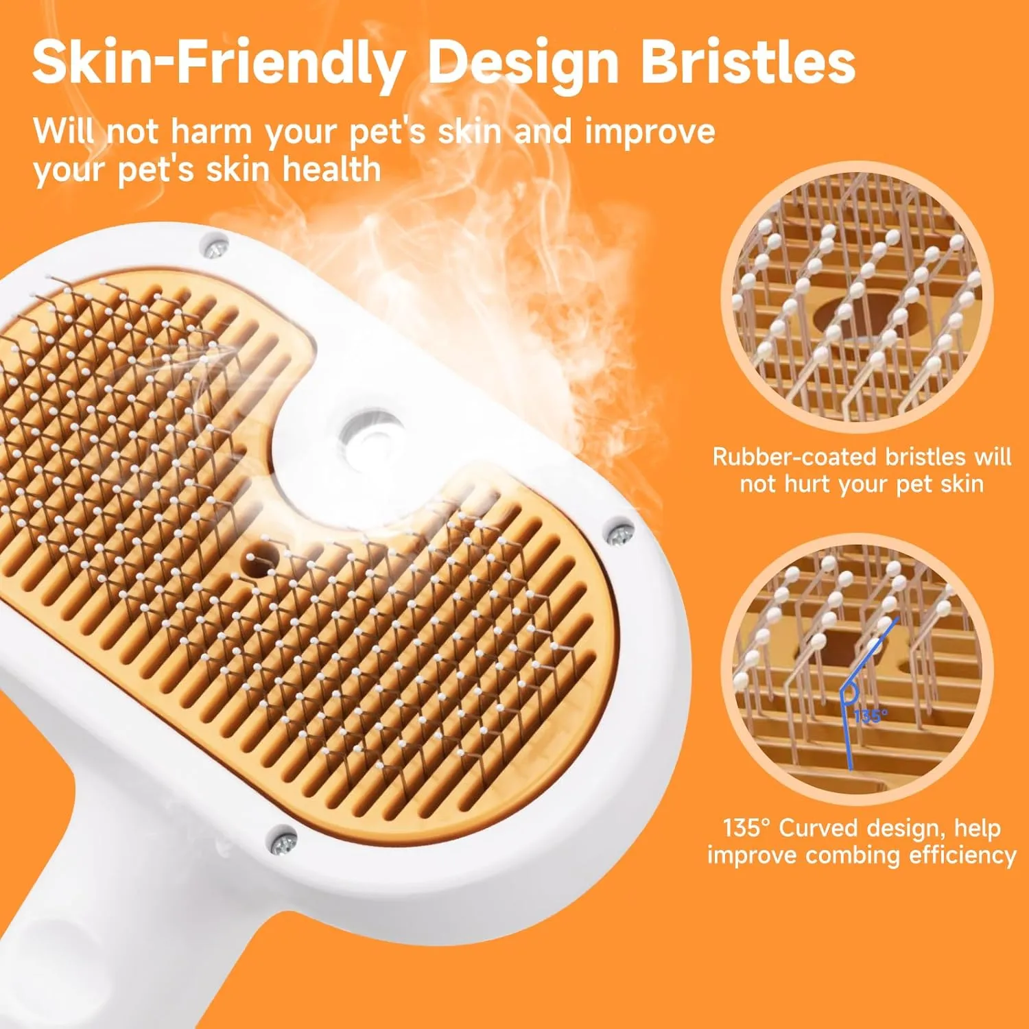 Pet Steam Brush for Dog & Cat  3-in-1 Spray Hair Removal Comb for Shedding & Grooming  Water Brush for Long & Short Haired Pets  Includes Waterless Shampoo & Dental Wipes