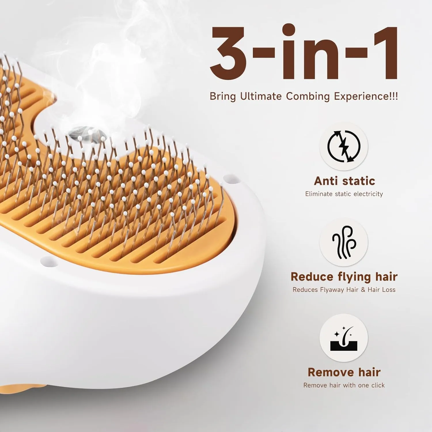 Pet Steam Brush for Dog & Cat  3-in-1 Spray Hair Removal Comb for Shedding & Grooming  Water Brush for Long & Short Haired Pets  Includes Waterless Shampoo & Dental Wipes