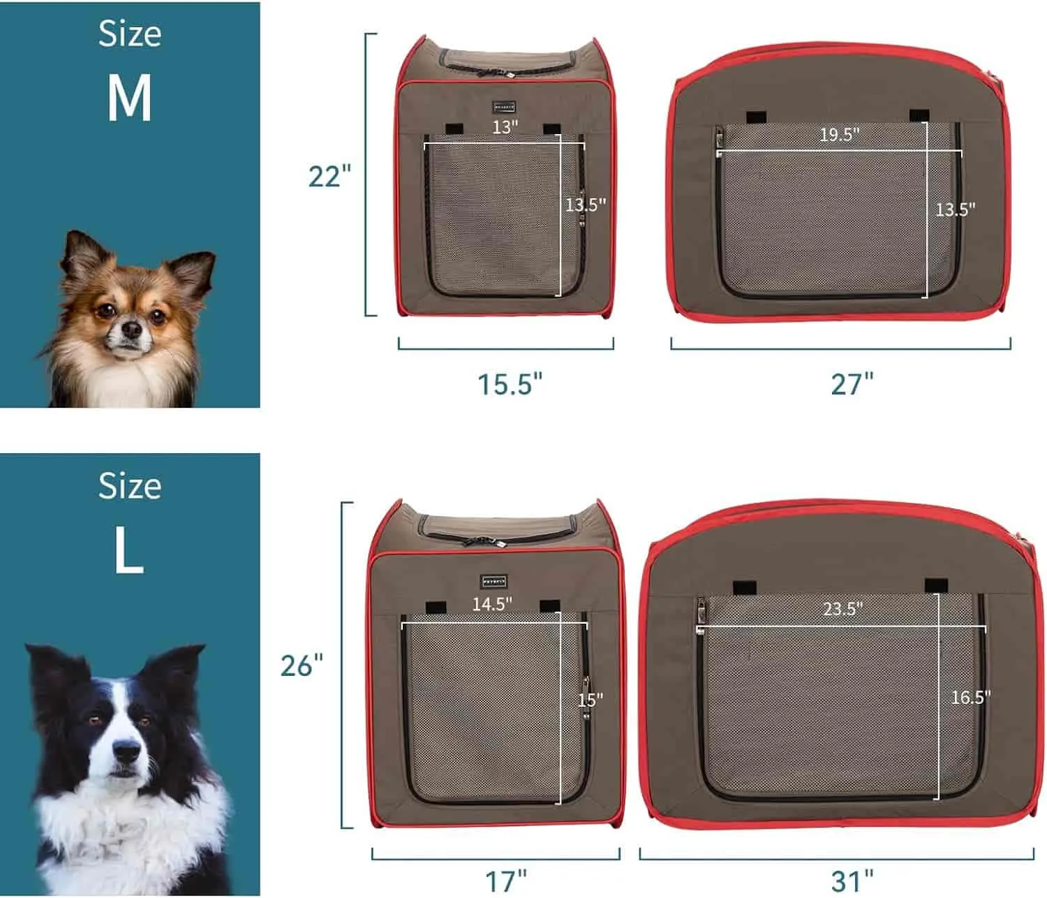 PETSFIT Travel Dog Crate Collapsible Dog Kennel Collapsible