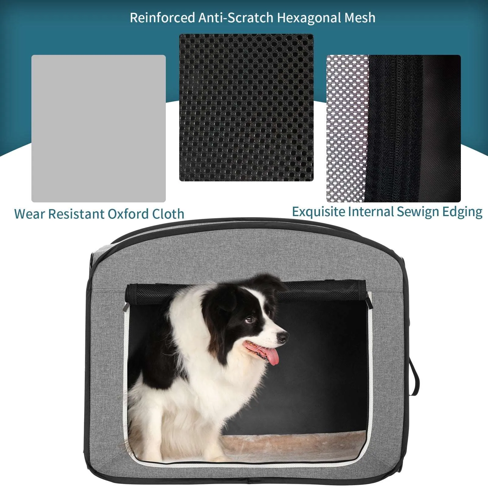 PETSFIT Travel Dog Crate Collapsible Dog Kennel Collapsible
