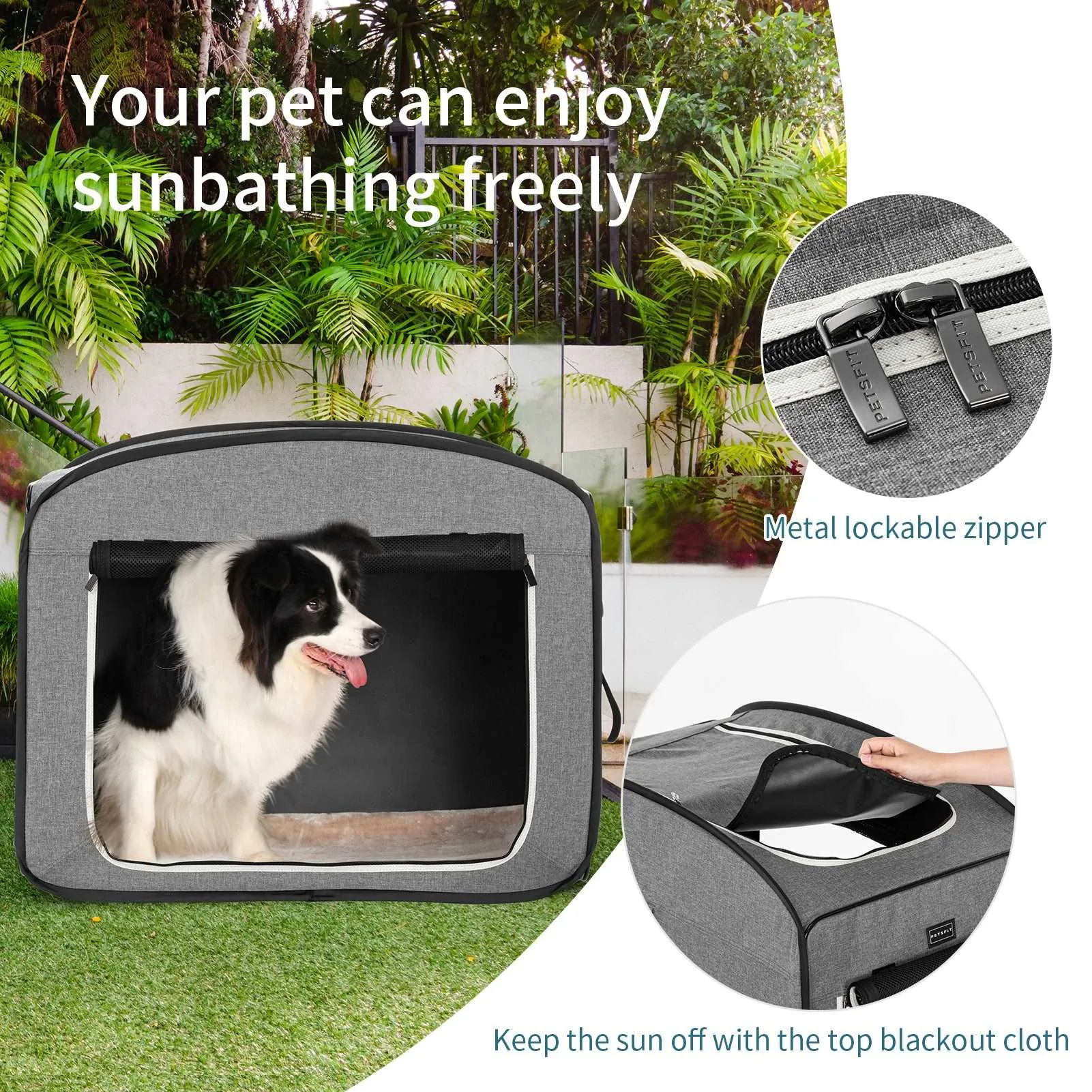 PETSFIT Travel Dog Crate Collapsible Dog Kennel Collapsible