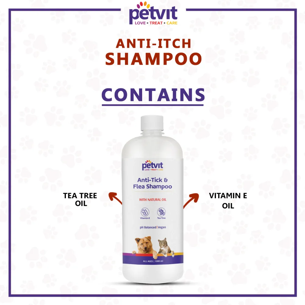 Petvit Anti Tick  Flea Larvae Lice Mosquito Shampoo for Dogs and Cats