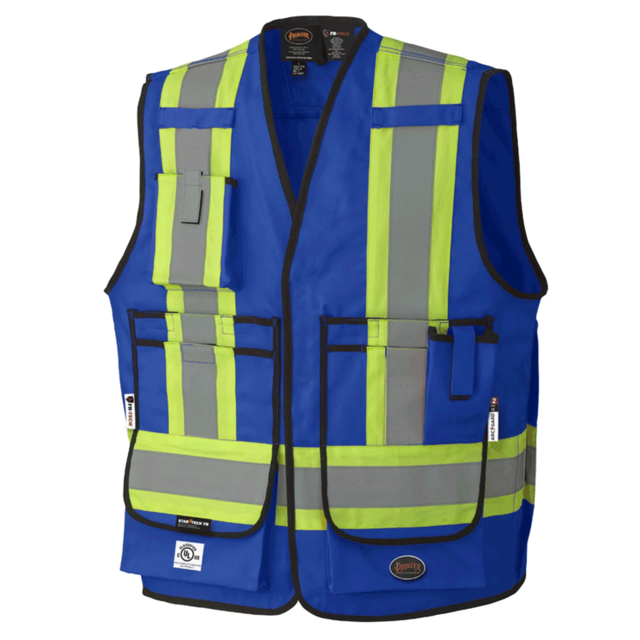 Pioneer Men's Hi Vis FR-Tech® Flame Resistant Work Vest CSA 88% Cotton/12% Nylon, ARC Rated, Reliable & Reflective Safety Vest, FR/ARC | Sizes S-4XL