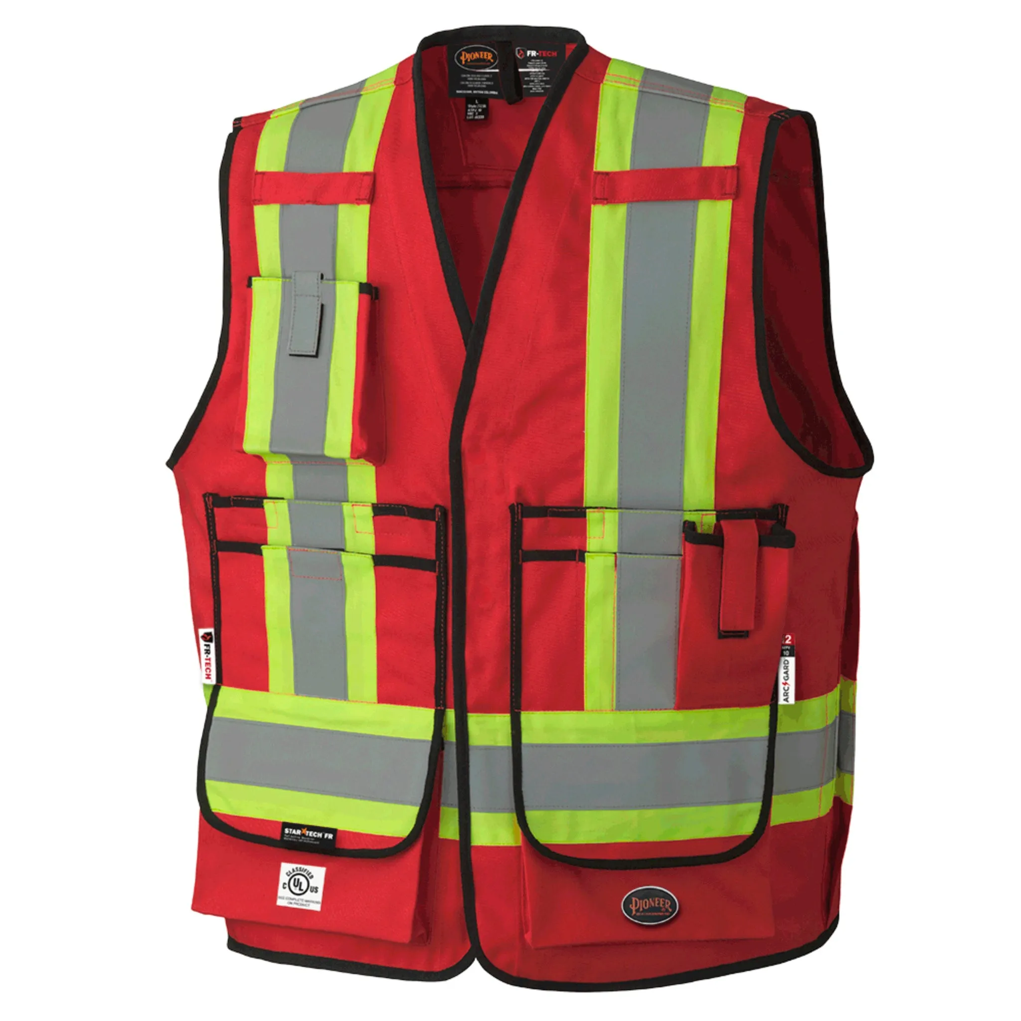 Pioneer Men's Hi Vis FR-Tech® Flame Resistant Work Vest CSA 88% Cotton/12% Nylon, ARC Rated, Reliable & Reflective Safety Vest, FR/ARC | Sizes S-4XL