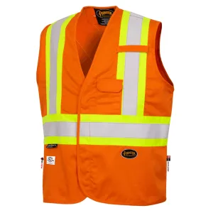 Pioneer Men's Hi Vis FR-Tech Safety Vest, CSA Z96-15, Flame Resistant, 88% Cotton/12% Nylon, Reflective Tape, 7 oz, Durable | Sizes S-4XL