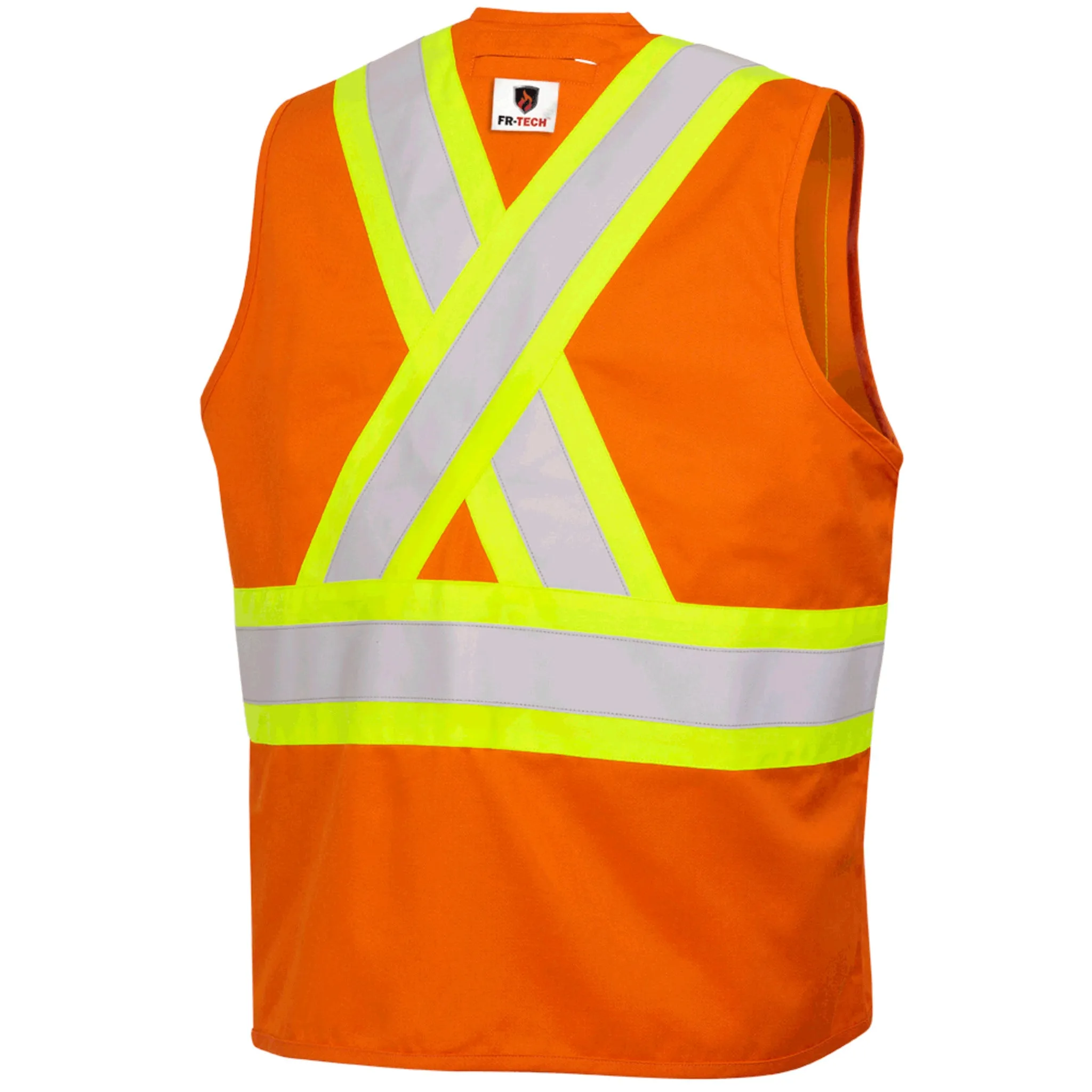 Pioneer Men's Hi Vis FR-Tech Safety Vest, CSA Z96-15, Flame Resistant, 88% Cotton/12% Nylon, Reflective Tape, 7 oz, Durable | Sizes S-4XL