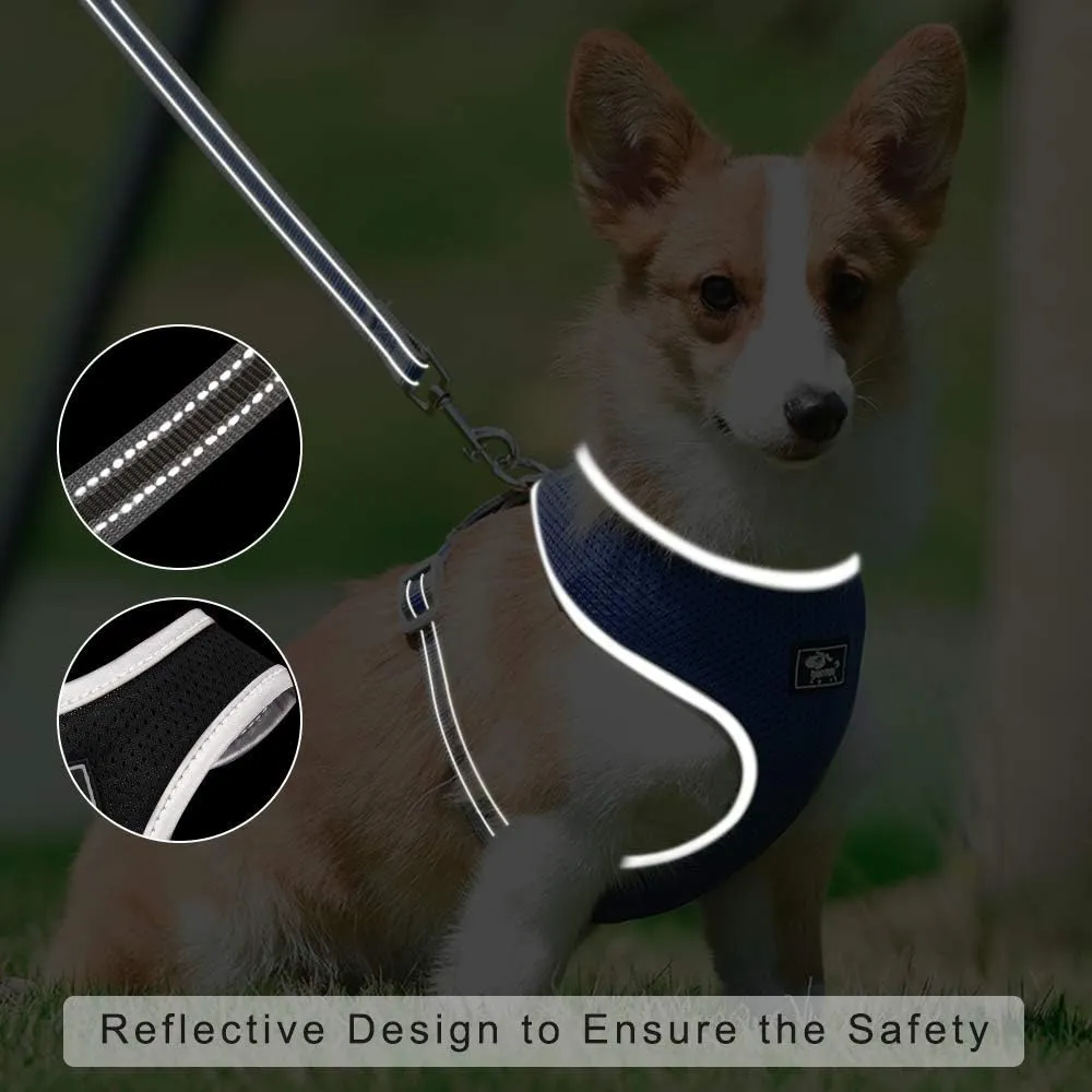 Puppy Harness and Leash Set - Dog Vest Harness for Small Dogs Medium Dogs- Adjustable Reflective Step in Harness for Dogs - Soft Mesh Comfort Fit No Pull No Choke (S, Orange)