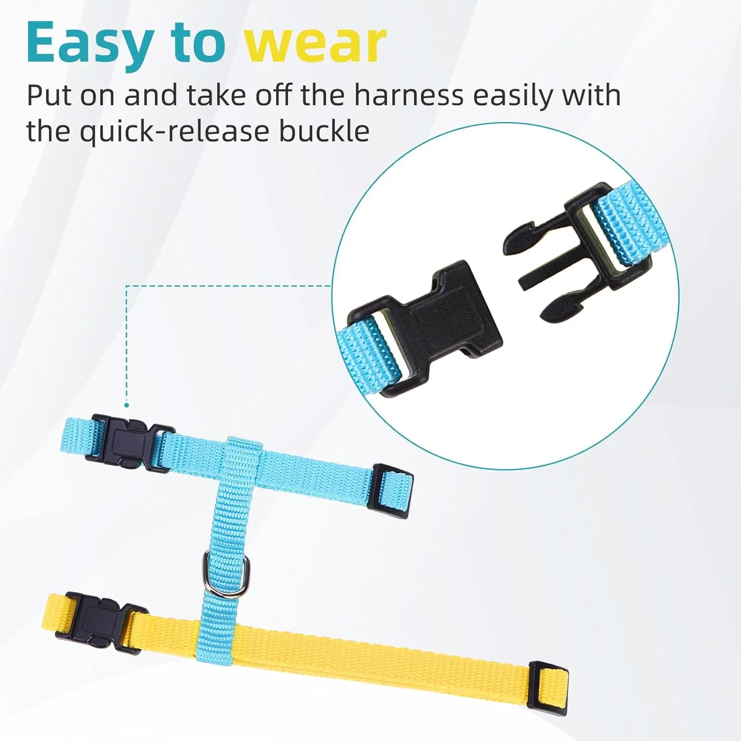 PUPTECK Adjustable Cat Harness and Leash Set Escape Proof Kitten Strap Collar for Walking Travel, Blue Yellow
