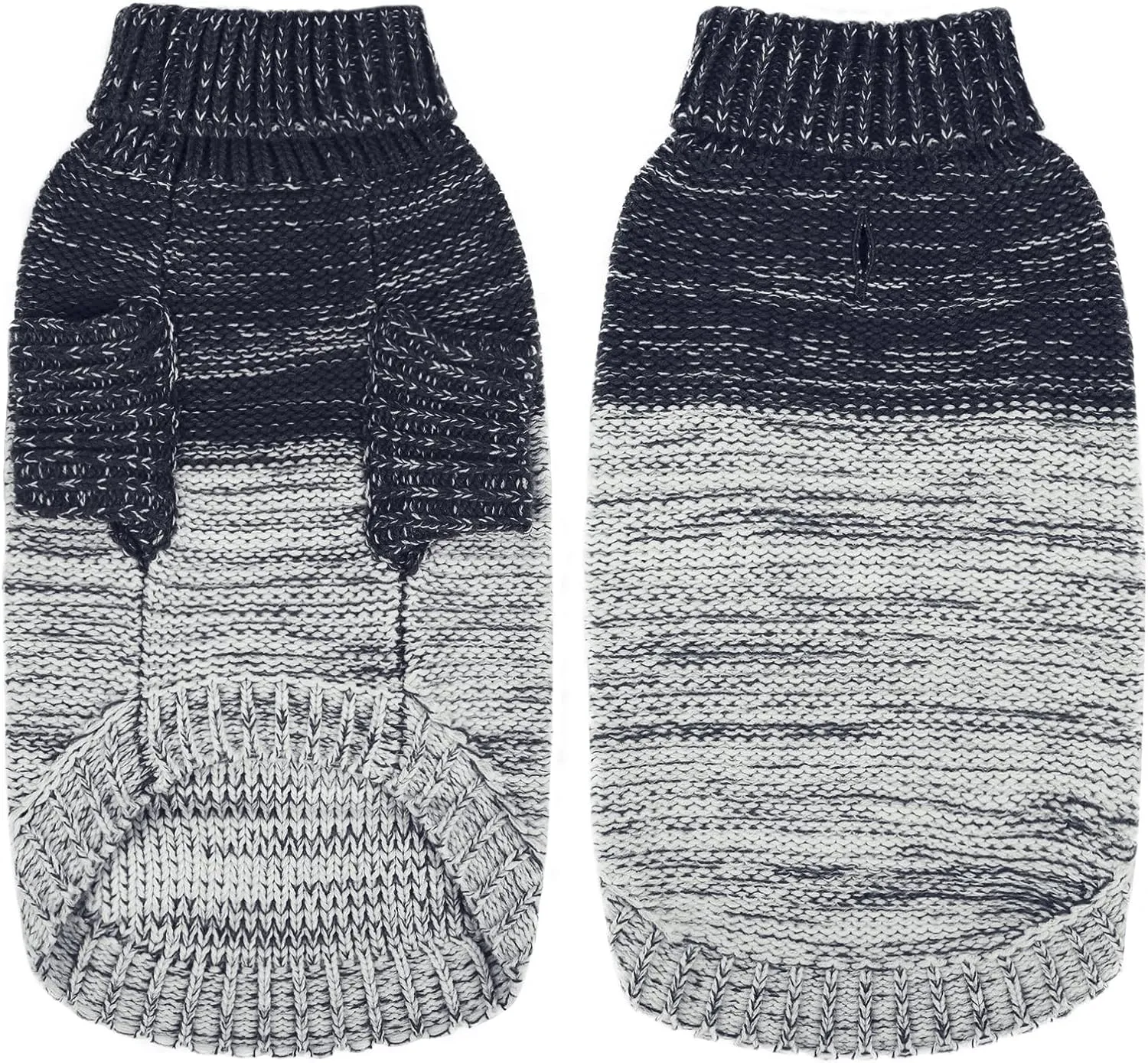 Queenmore Knitted Pullover Dog Sweater, Turtleneck Pet Cat Sweater, Cold Weather Puppy Clothes Stitching Knitwear with Leash Hole for Small Medium DogsDark Blue,S