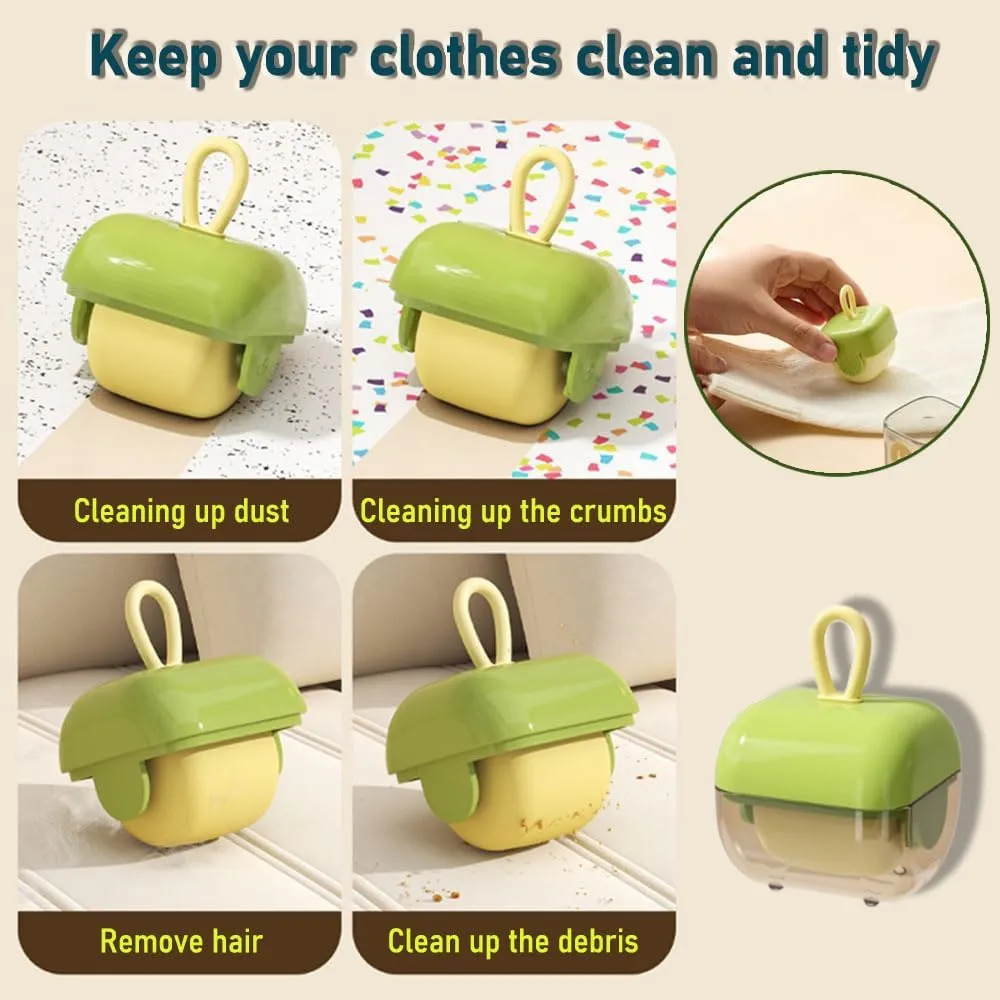 Reusable Portable Lint Roller, Mini Lint Rollers with Storage Case and Handle for Pet Hair Extra Sticky, Washable Lint Roller Fuzz Ball Remover for Easy Removing Hair on Clothes (Yellow, Square)