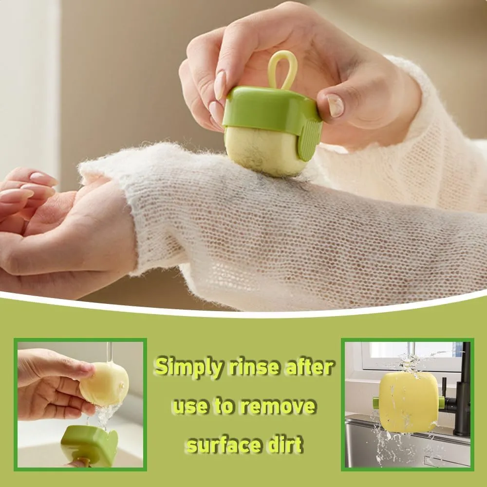 Reusable Portable Lint Roller, Mini Lint Rollers with Storage Case and Handle for Pet Hair Extra Sticky, Washable Lint Roller Fuzz Ball Remover for Easy Removing Hair on Clothes (Yellow, Square)