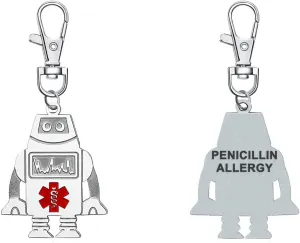 Robot Medical Alert Keychain Medical Logo Charms Gifts for Elders Good for Bags,Clothes