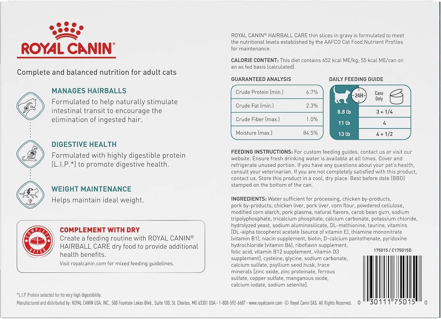 Royal Canin Hairball Care Thin Slices In Gravy Wet Cat Food, 3 oz can (12-count)