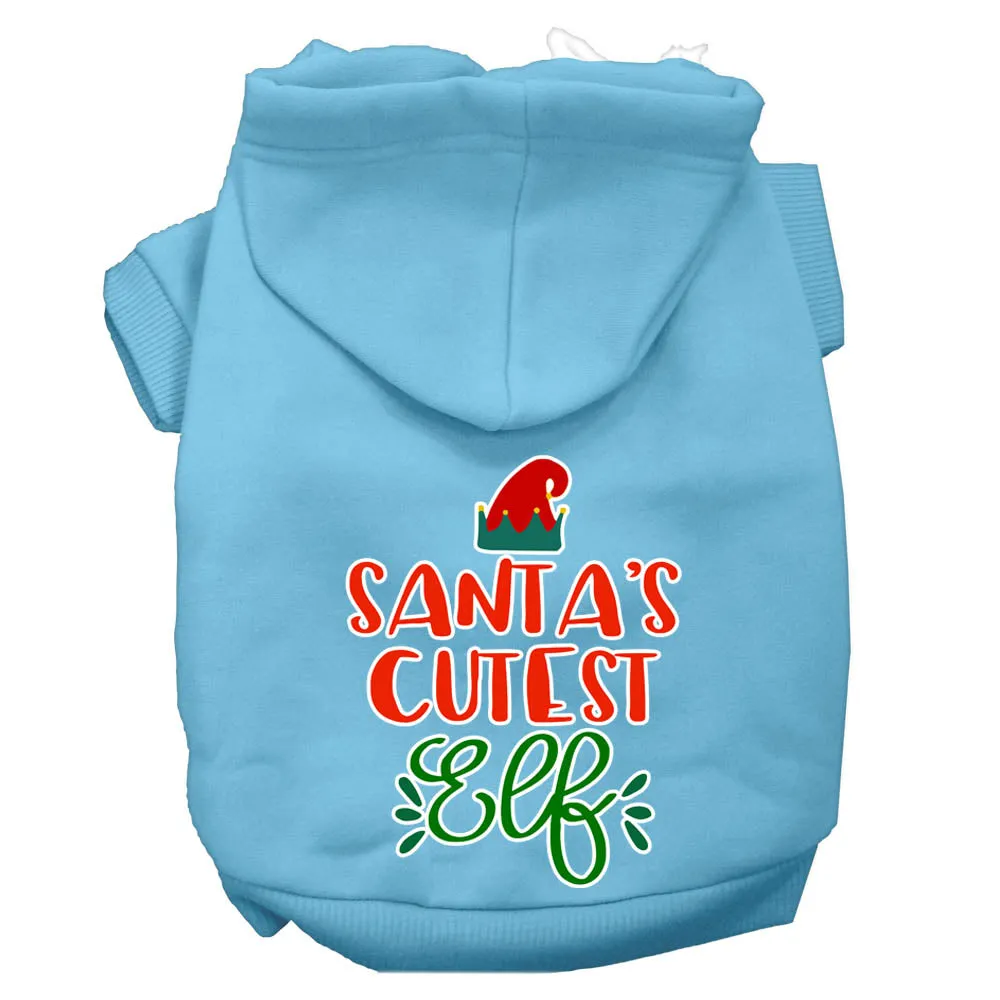 Santa's Cutest Elf Screen Print Dog Hoodie Baby Blue Xxxl