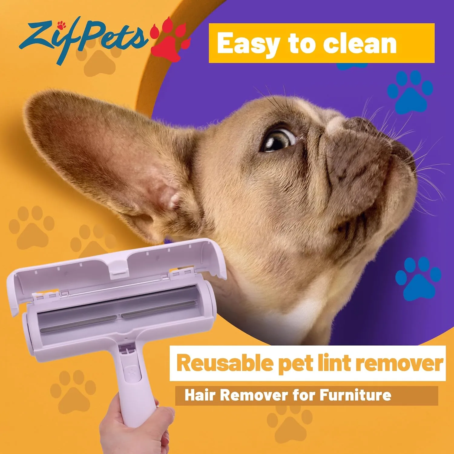 Set of Reusable Pet Hair and lint Removal Rollers, Self Cleaning brush for Dogs and Cats, Rubber Bath Massage Shampoo Comb, Hair Remover for Furniture, Clothes, Carpet, Fur Removal Tool