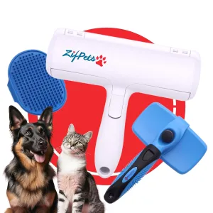 Set of Reusable Pet Hair and lint Removal Rollers, Self Cleaning brush for Dogs and Cats, Rubber Bath Massage Shampoo Comb, Hair Remover for Furniture, Clothes, Carpet, Fur Removal Tool