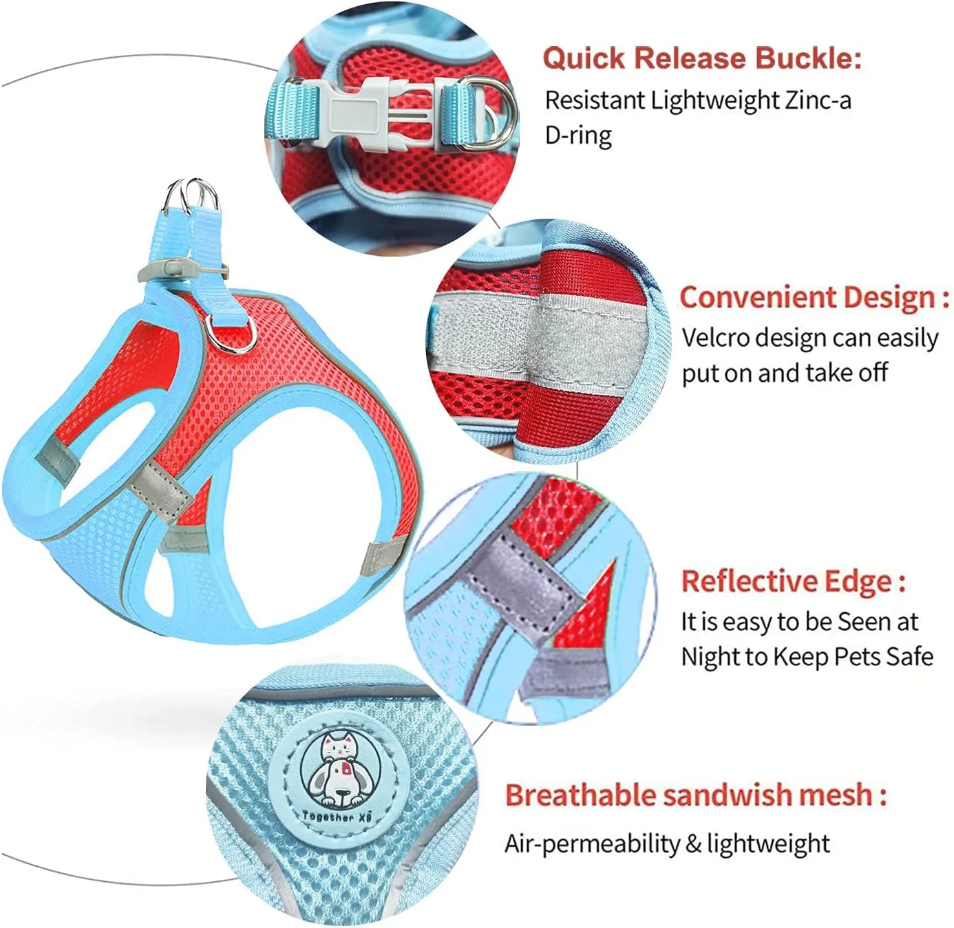Small Dog Harness,Puppy Harness and Leash Set for Walking Escape Proof,Comfortable Air Mesh Dog Vest Harness with Reflective Strip, Step-in Outdoor Pet Vest for Dog Breeds