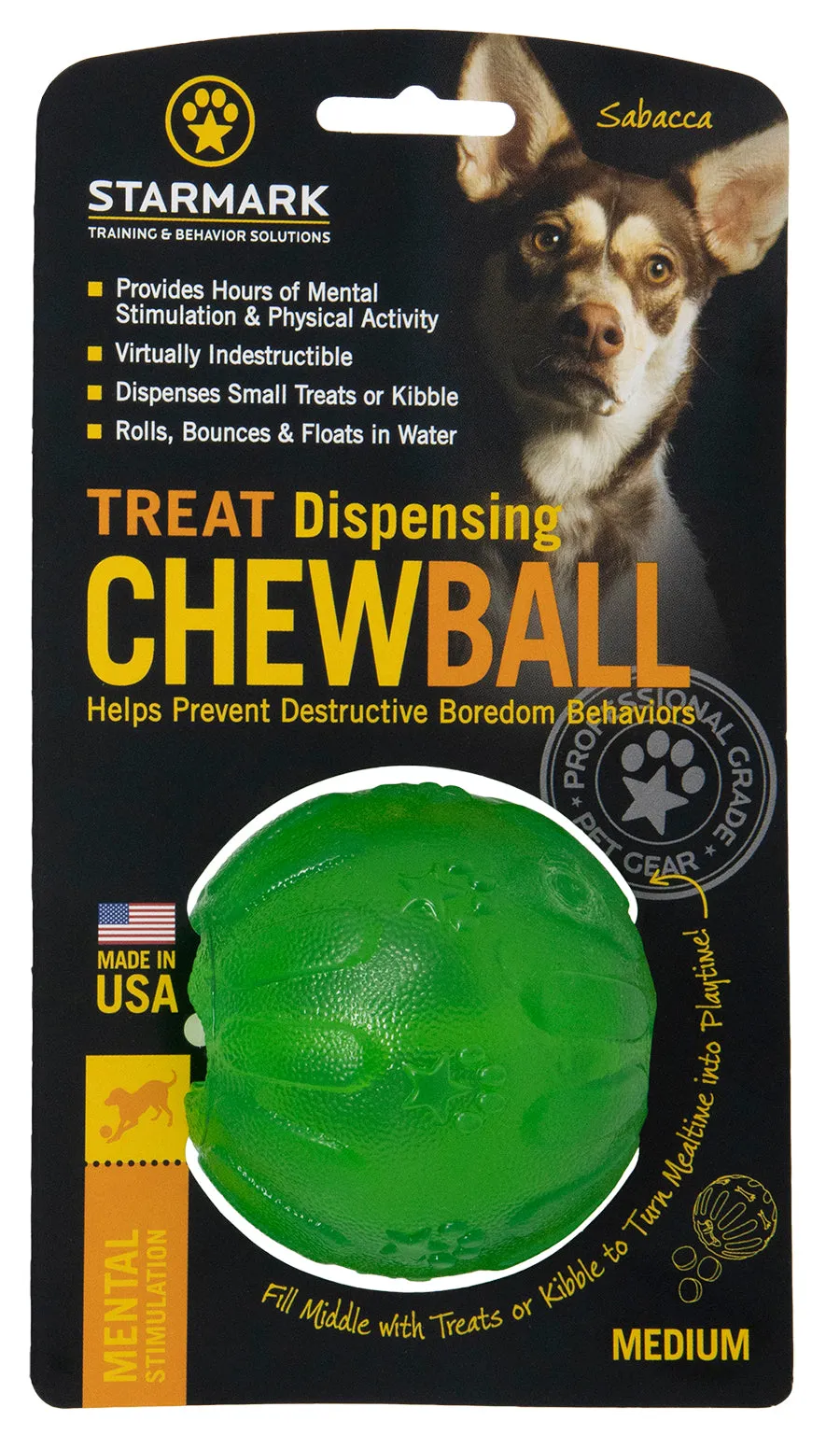 Starmark - Treat Dispensing Chew Ball Dog Toy (Medium)