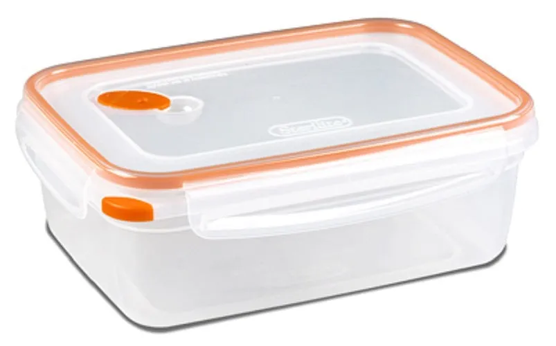 Sterilite 03221106 8.3 Cup Ultra Clear / Tangerine Rectangle Food Container - Quantity of 12