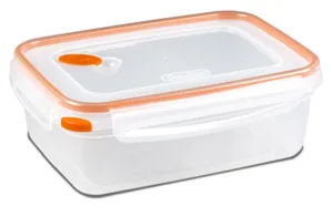 Sterilite 03221106 8.3 Cup Ultra Clear / Tangerine Rectangle Food Container - Quantity of 12