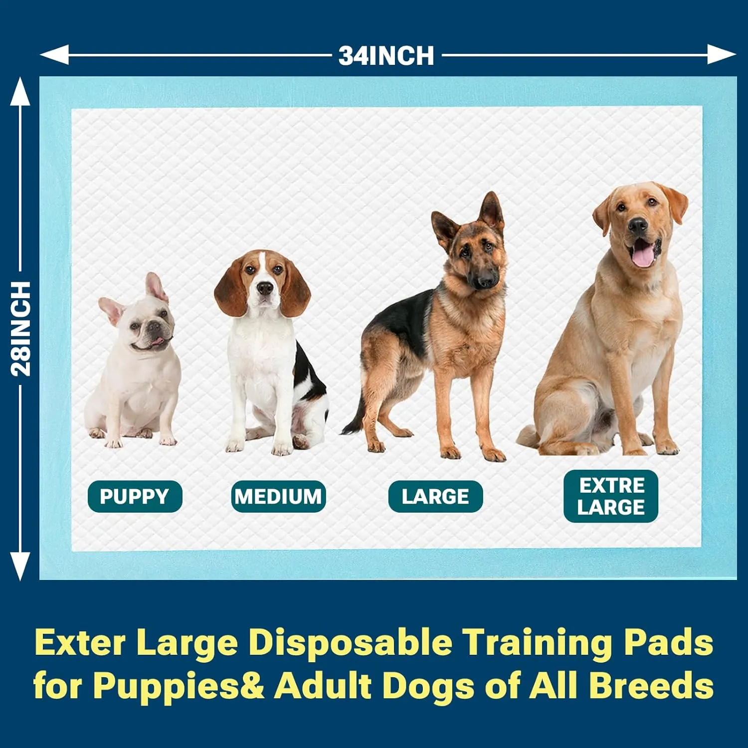 Super Absorbent Puppy Pads 28"x34" 100 Count, Quick Drying Dog Training Pee Pads, Disposable Underpads for Baby and Adults