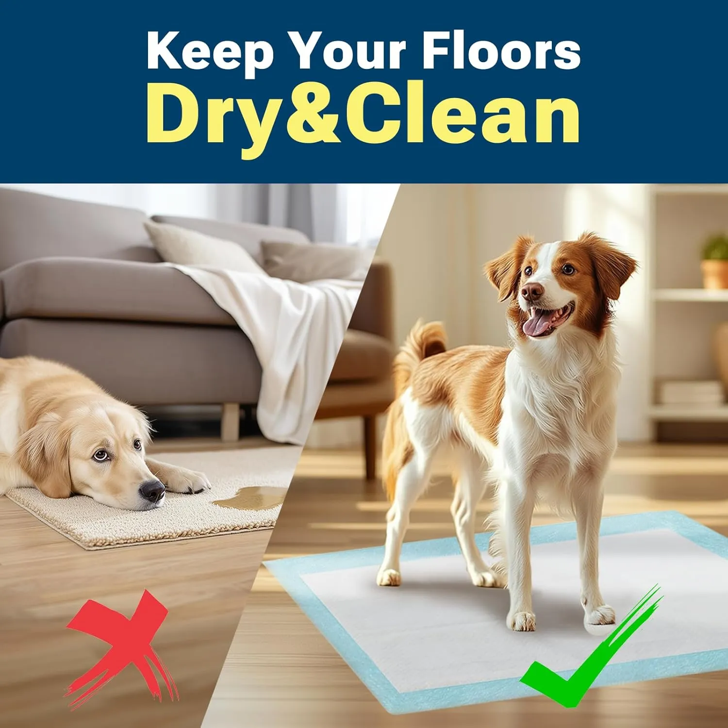 Super Absorbent Puppy Pads 28"x34" 100 Count, Quick Drying Dog Training Pee Pads, Disposable Underpads for Baby and Adults