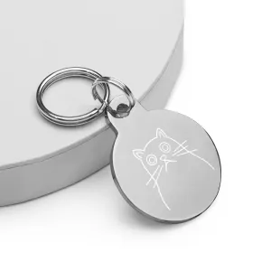 Surprised cat Engraved pet ID tag