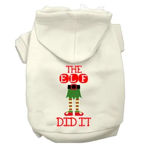The Elf Did It Screen Print Dog Hoodie Cream Xxxl