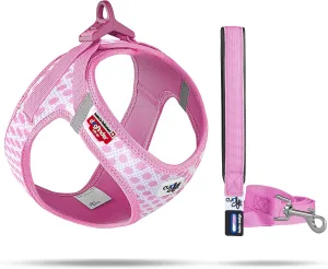 Vest Harness curli Clasp Air-Mesh Pink-Circles S & Leash M