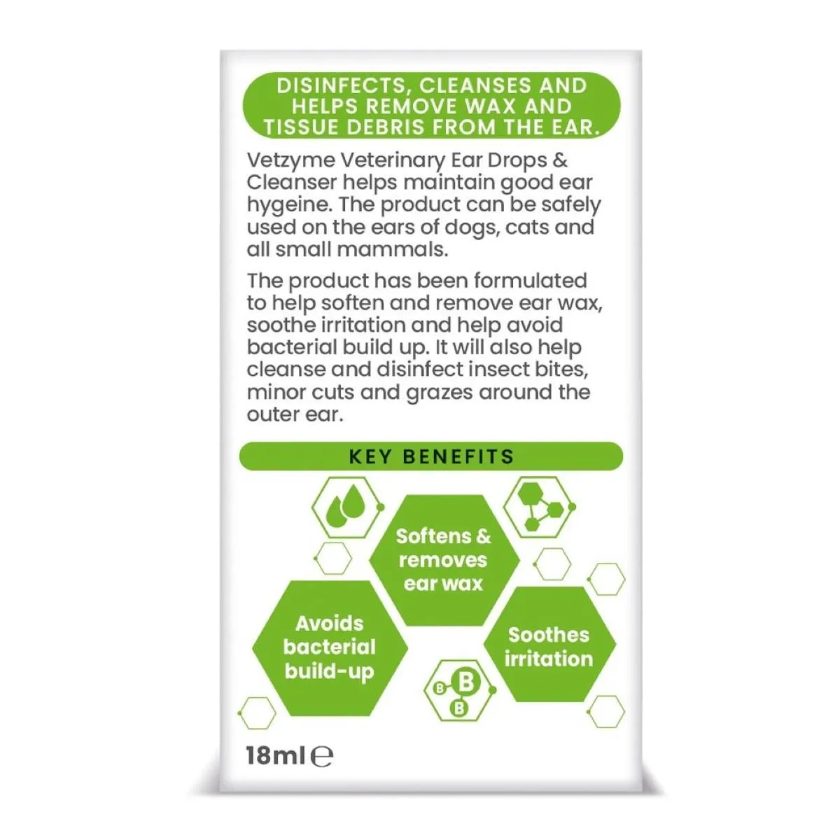 VETZYME Veterinary Ear Drops 18ml
