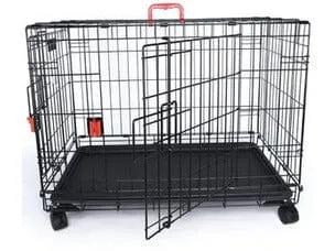 VOYAGER Wire Crate - 2 doors with Wheels patented SECURO lock Black