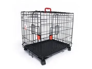 VOYAGER Wire Crate - 2 doors with Wheels patented SECURO lock Black