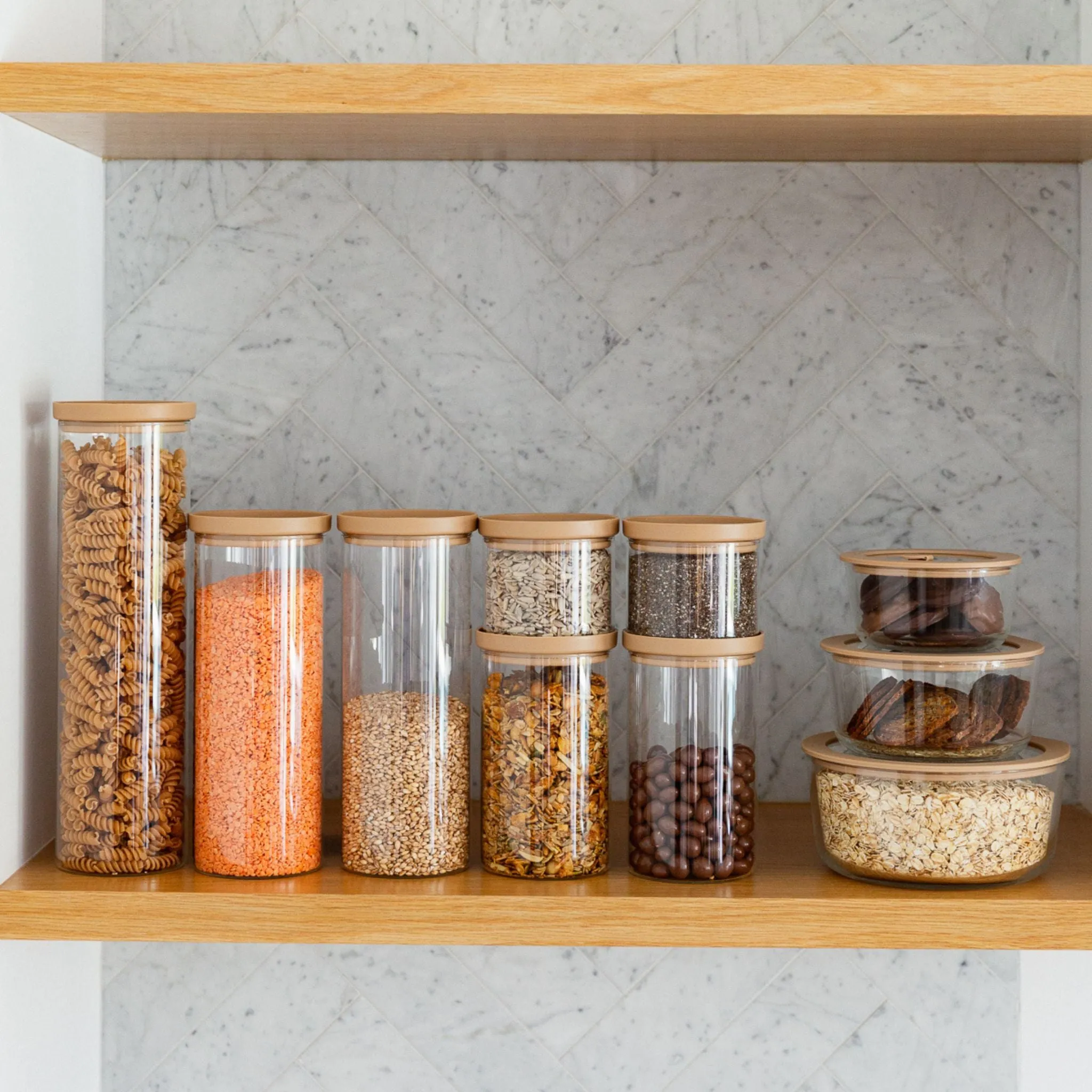 Wategos Glass Pantry Jars 2pk | Praline 1000ml