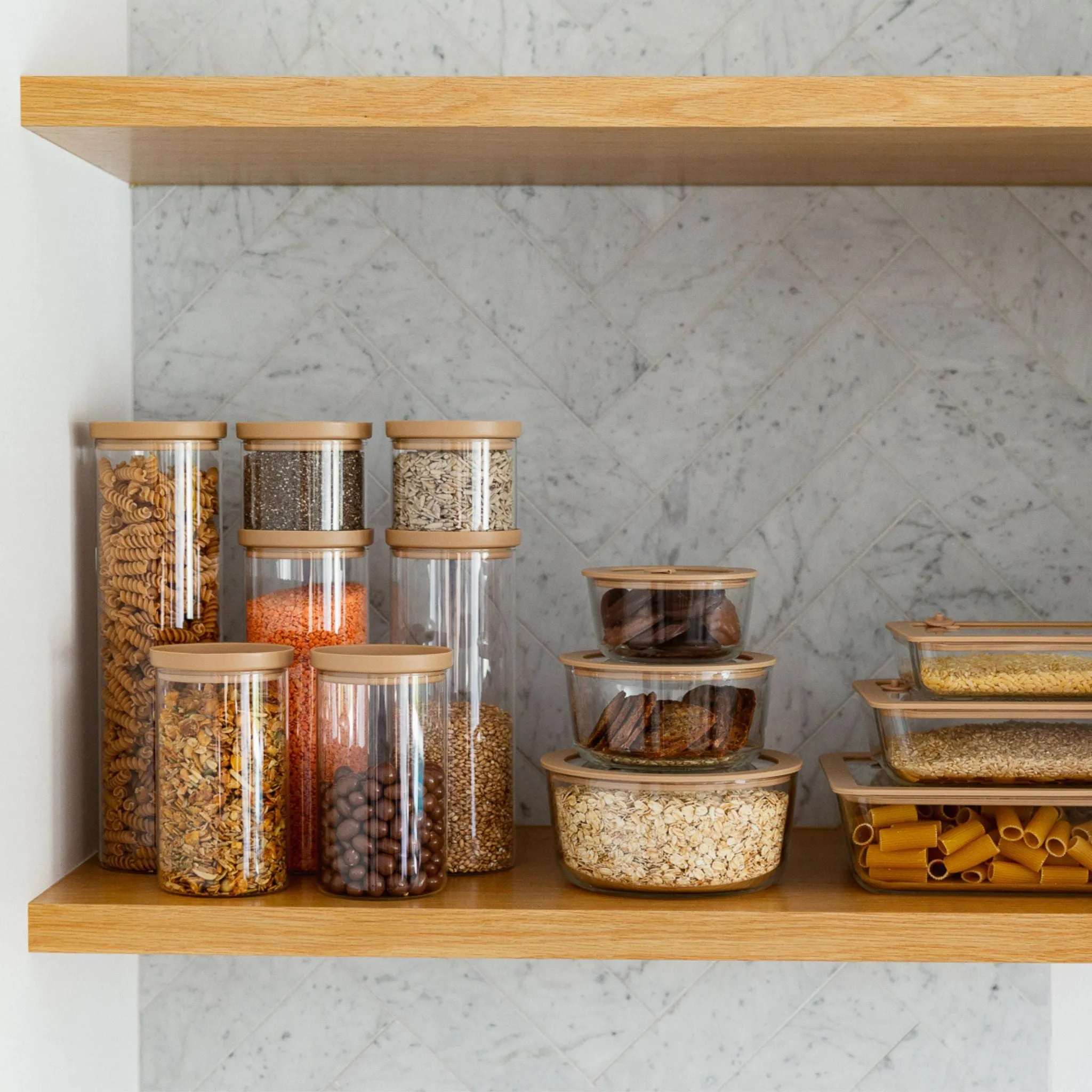 Wategos Glass Pantry Jars 2pk | Praline 1000ml