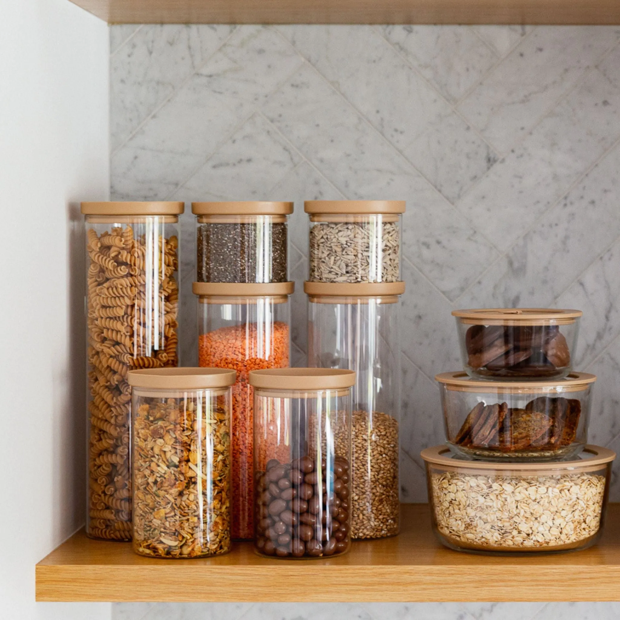Wategos Glass Pantry Jars 2pk | Praline 1000ml