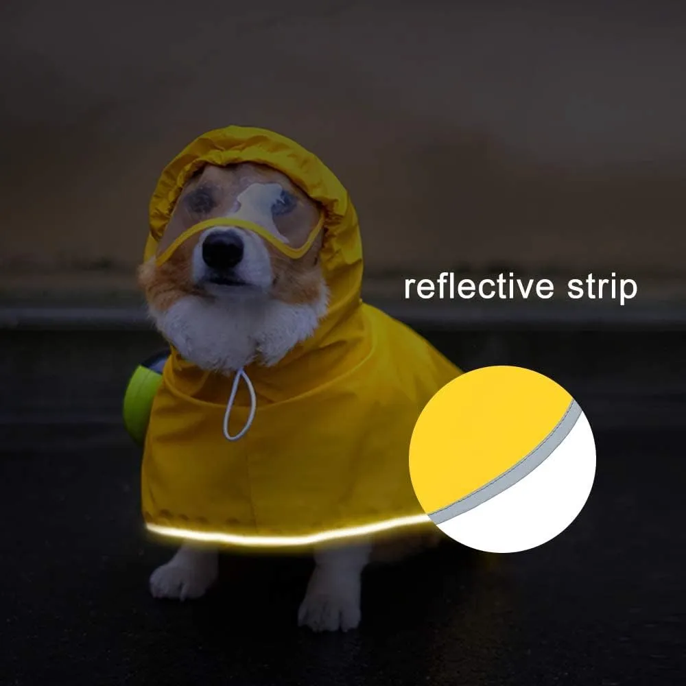 Waterproof Dog Rain Jacket with Hood - Reflective Strips, Adjustable Belly Strap, Lightweight Poncho with Storage Bag (X-Small, Yellow)