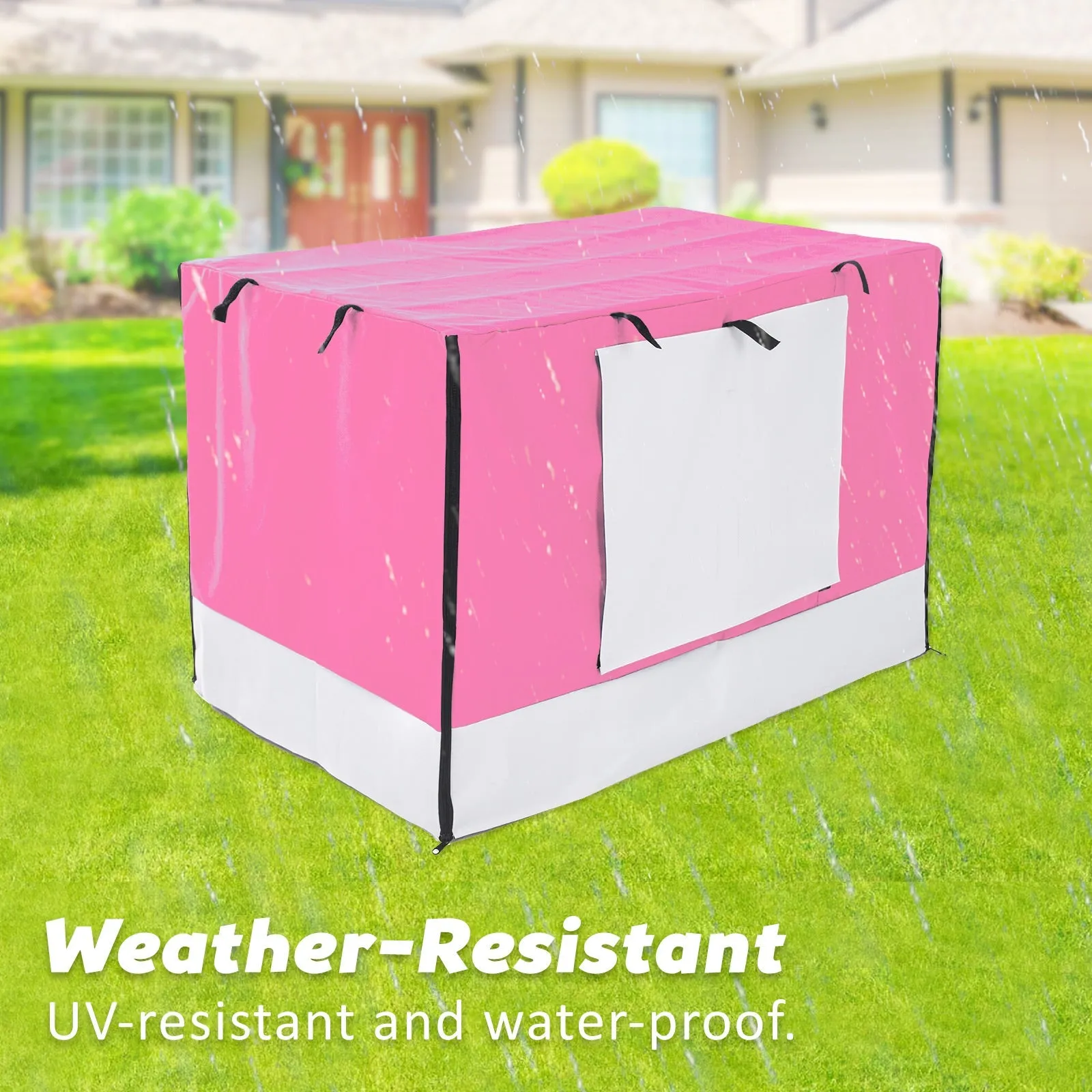 Wire Dog Cage Crate 24in with Tray   Cushion Mat   Pink Cover Combo