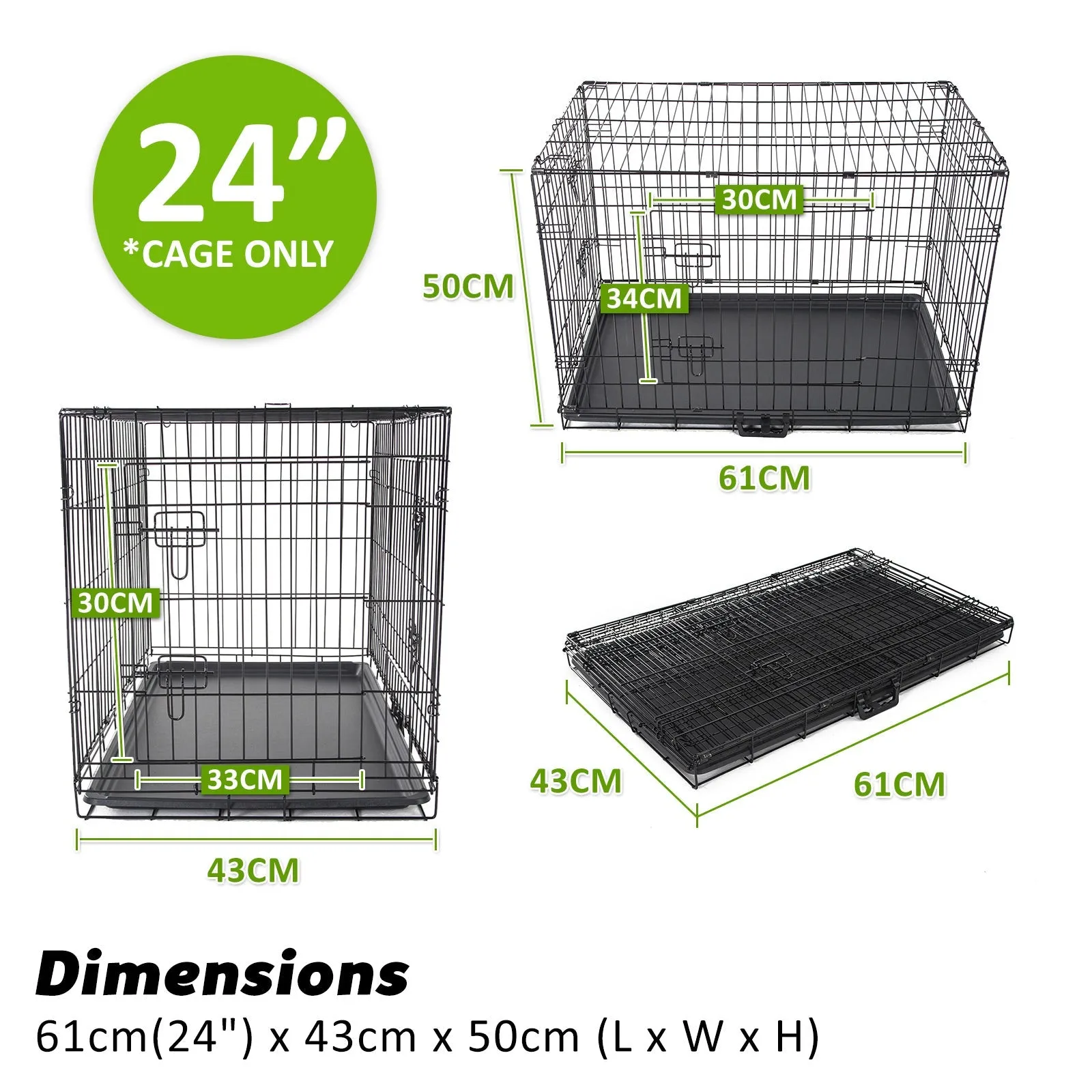 Wire Dog Cage Crate 24in with Tray   Cushion Mat   Pink Cover Combo
