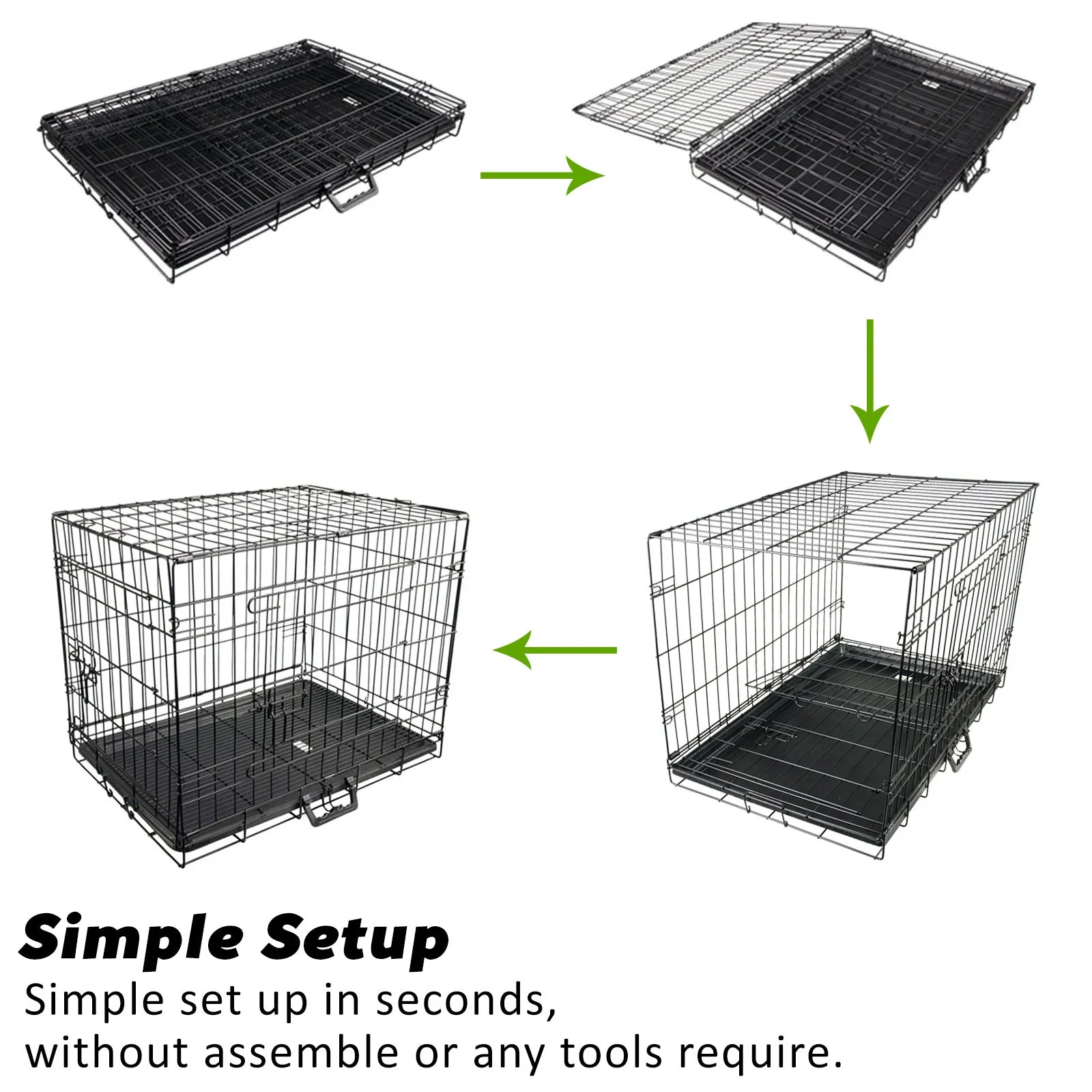 Wire Dog Cage Crate 24in with Tray   Cushion Mat   Pink Cover Combo
