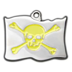 Yellow Pirate Flag Dog ID Tag - With Engraving
